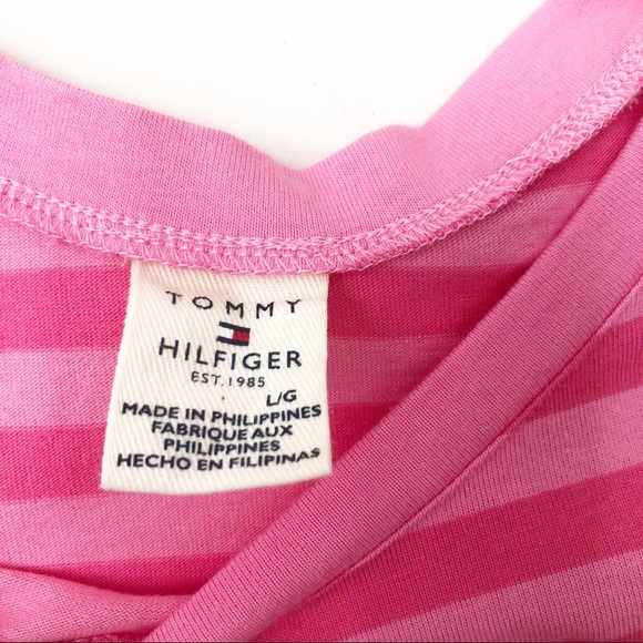 TOMMY HILFIGER 👗 pink stripe DRESS Girl LARGE - Picture 6 of 8